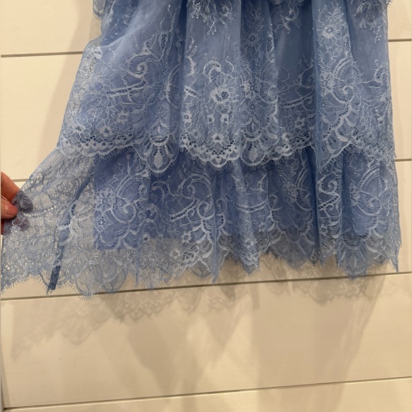 Self Portait Blue Cross Front Fine Lace Mini Dress - Picture 9 of 11